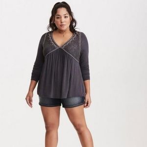 EUC Embroidered Lace Inset Top (D1)